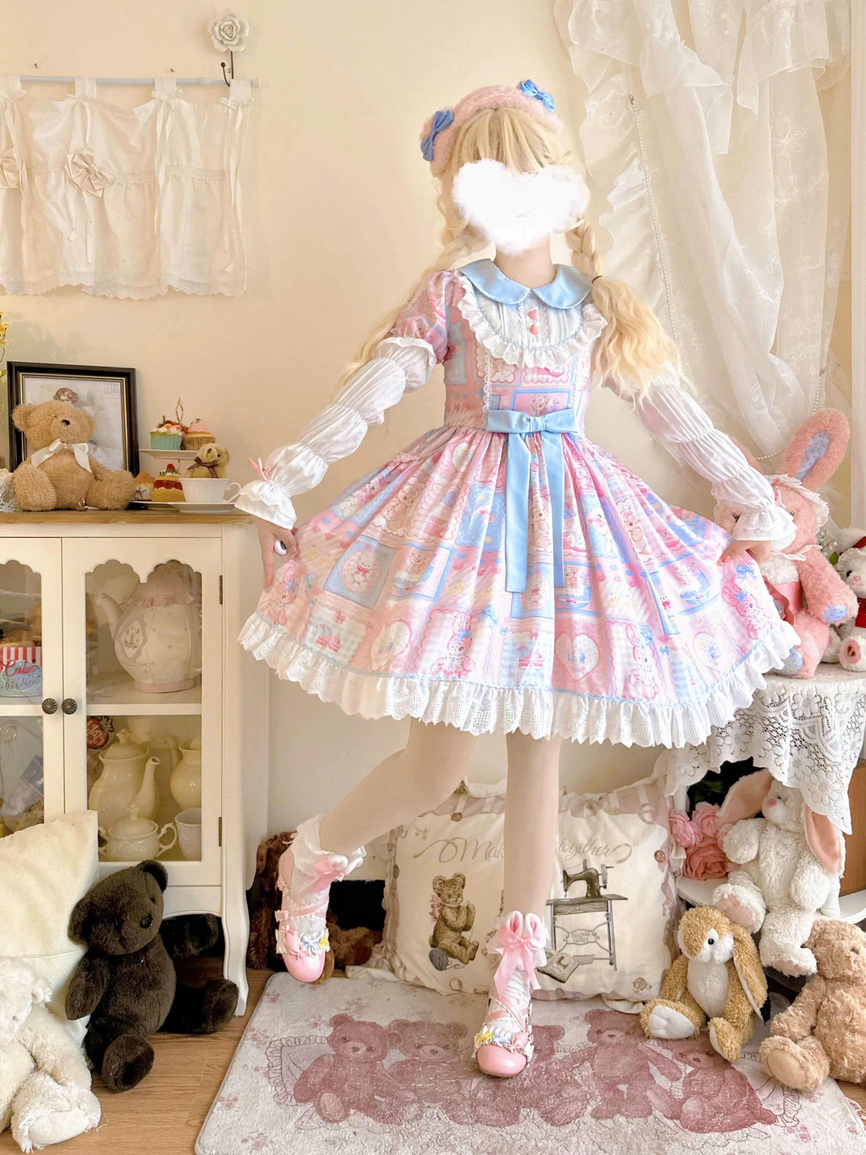 Hanguliang - Sweet Bunny Bear - Sweet Lolita Dress Long Sleeve Winter Lolita OP - Image 11