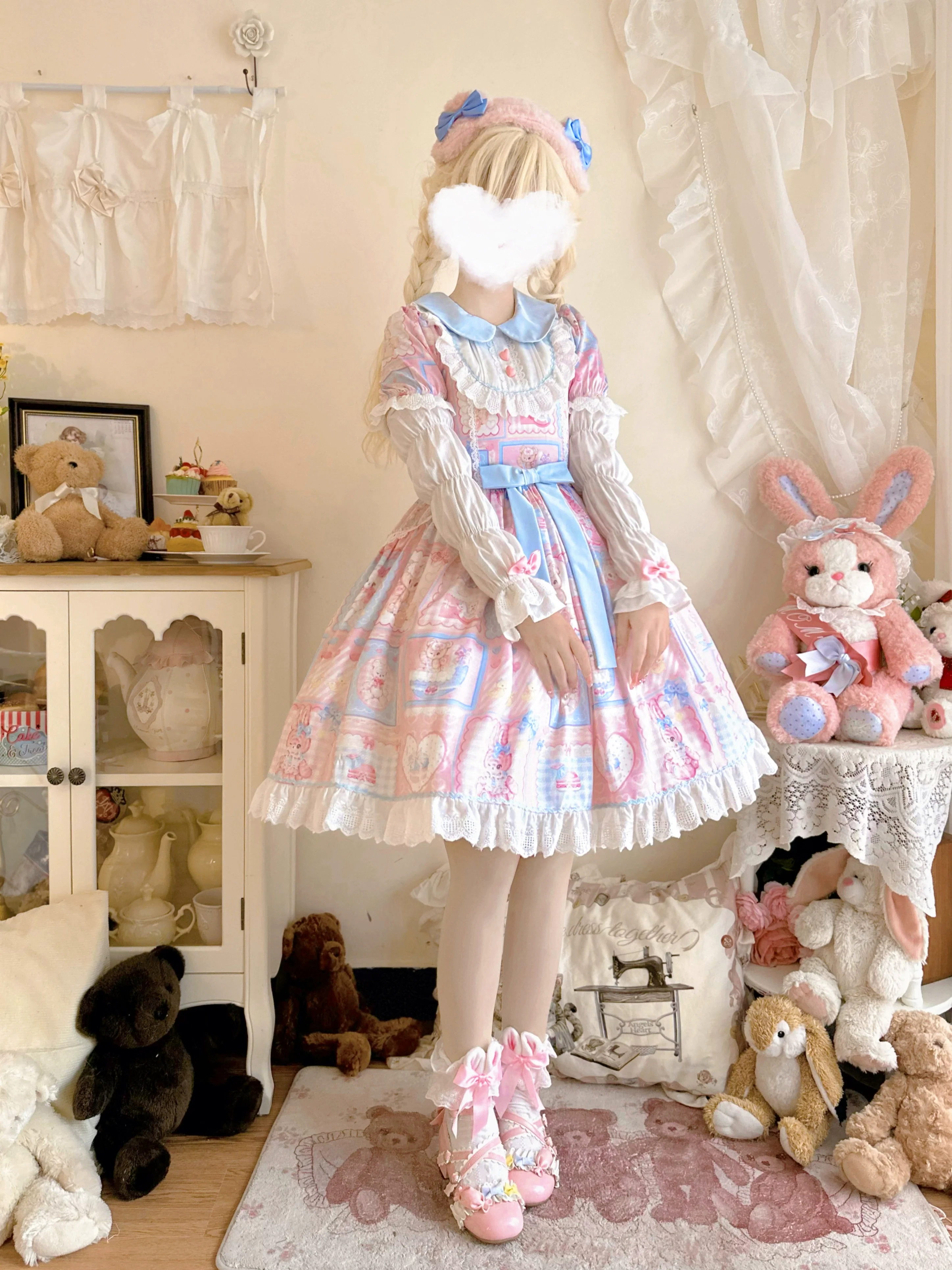 Hanguliang - Sweet Bunny Bear - Sweet Lolita Dress Long Sleeve Winter Lolita OP - Image 12