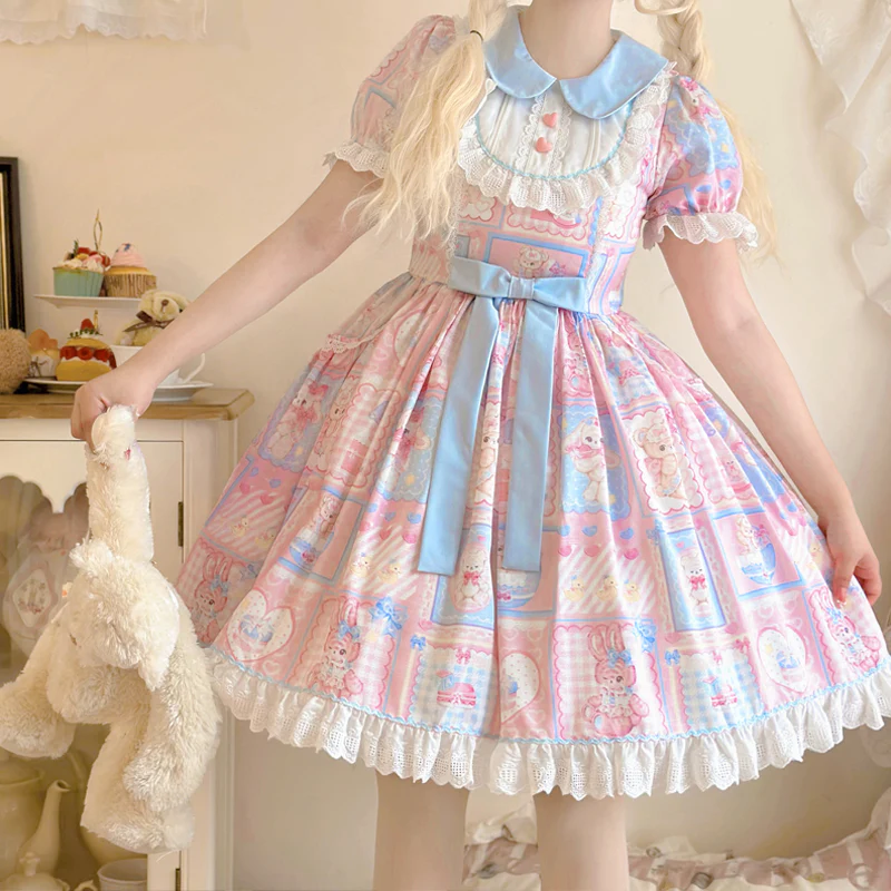 Hanguliang - Sweet Bunny Bear - Sweet Lolita Dress Long Sleeve Winter Lolita OP - Image 13
