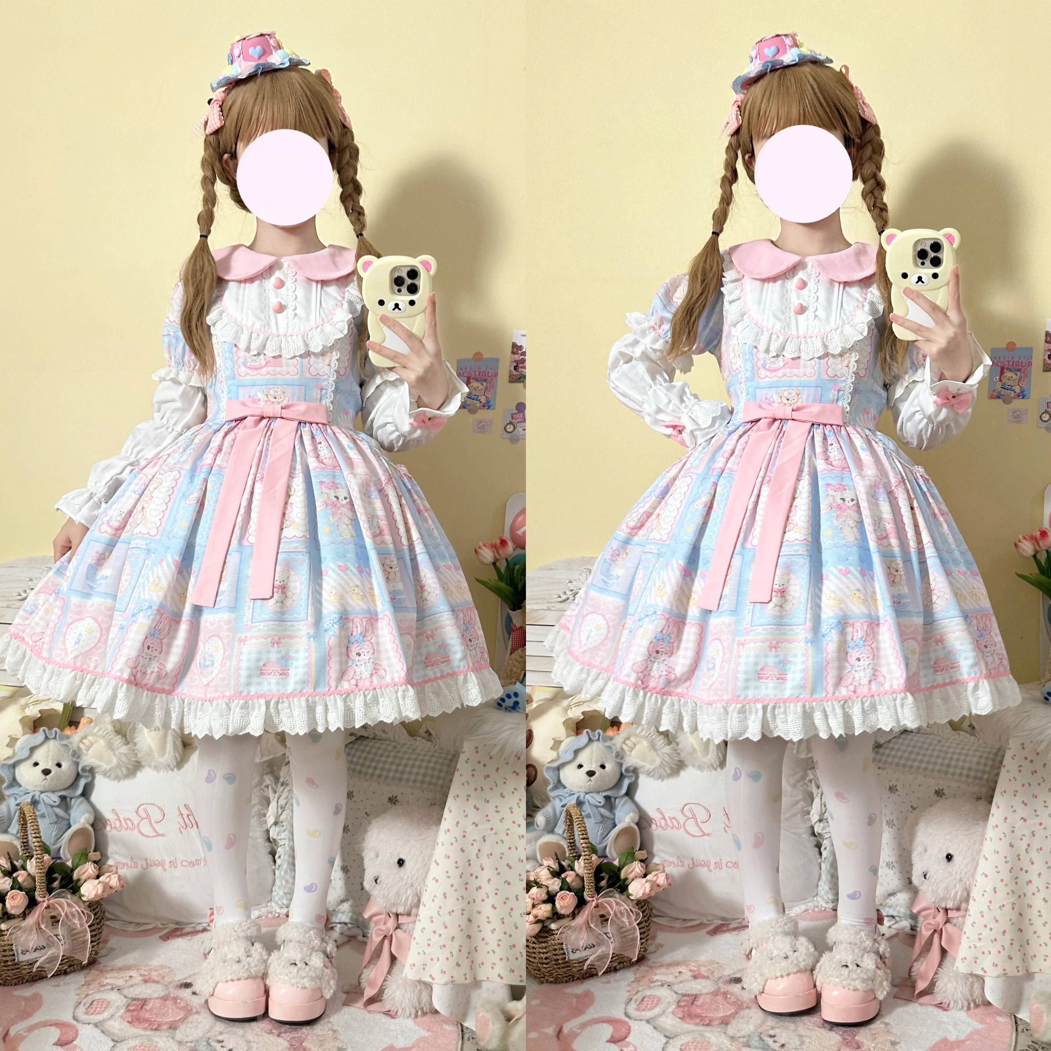 Hanguliang - Sweet Bunny Bear - Sweet Lolita Dress Long Sleeve Winter Lolita OP - Image 14