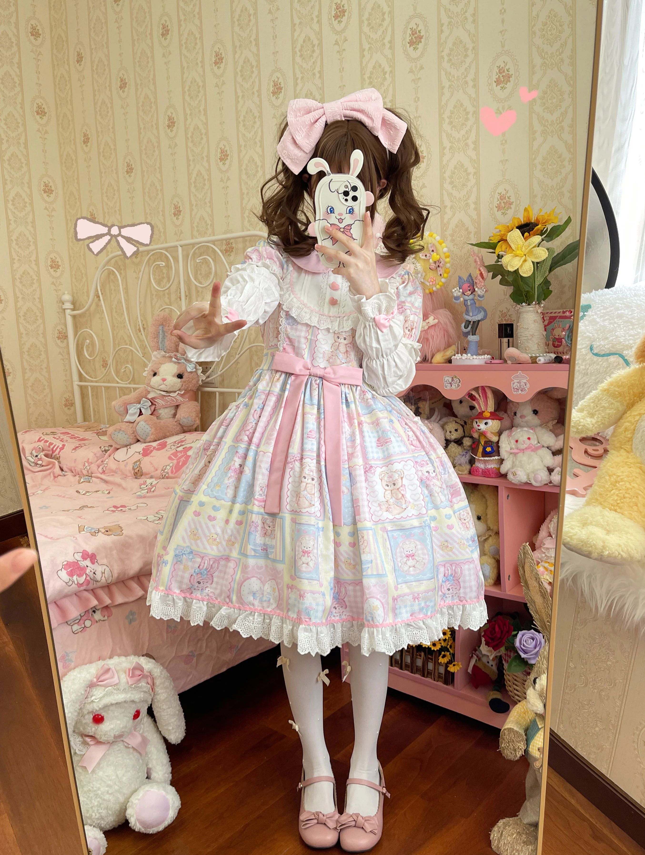 Hanguliang - Sweet Bunny Bear - Sweet Lolita Dress Long Sleeve Winter Lolita OP - Image 7
