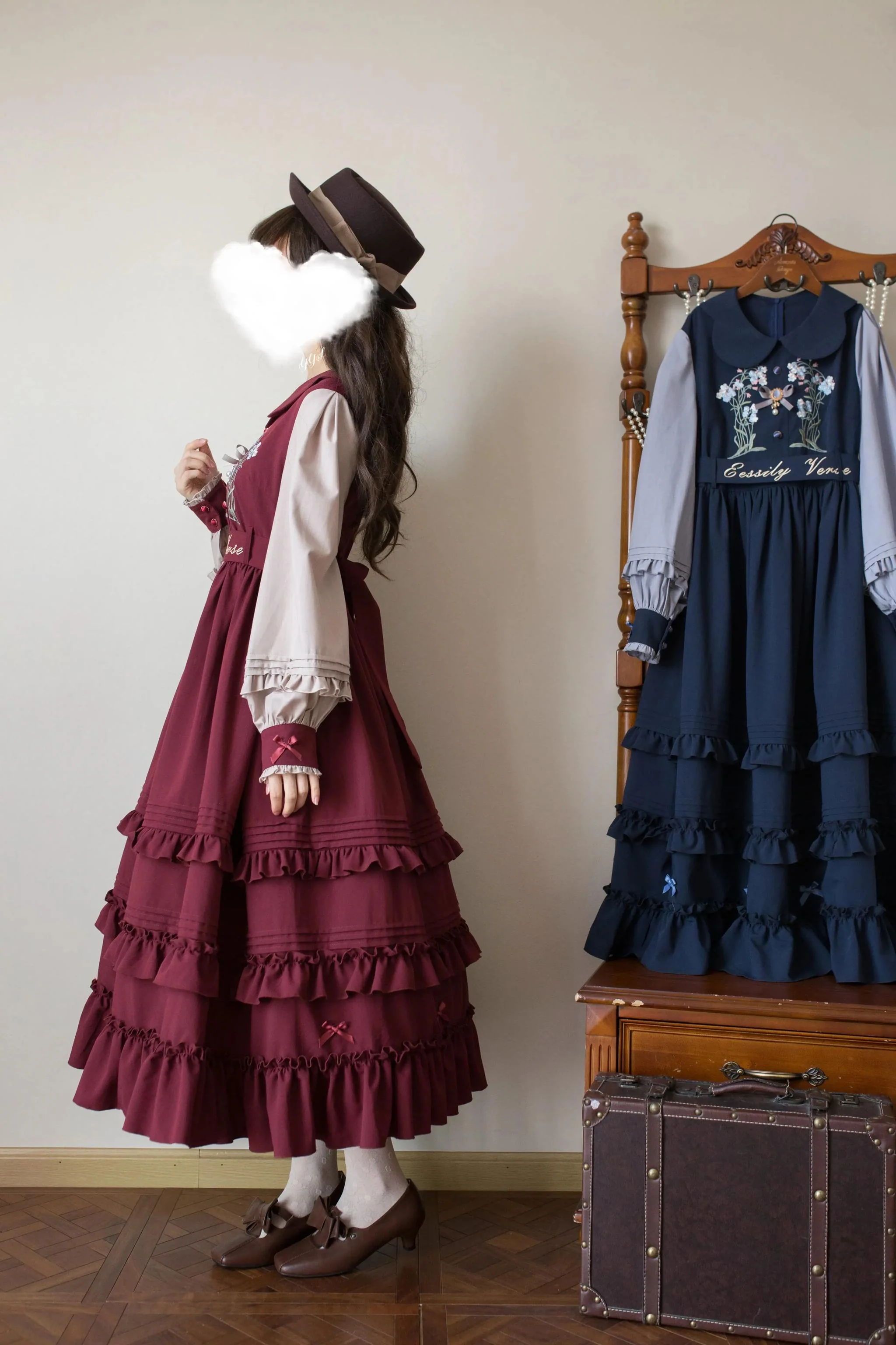Verdant Name - High-waisted Classic Lolita Dress, Embroidered Bellflower - Image 19