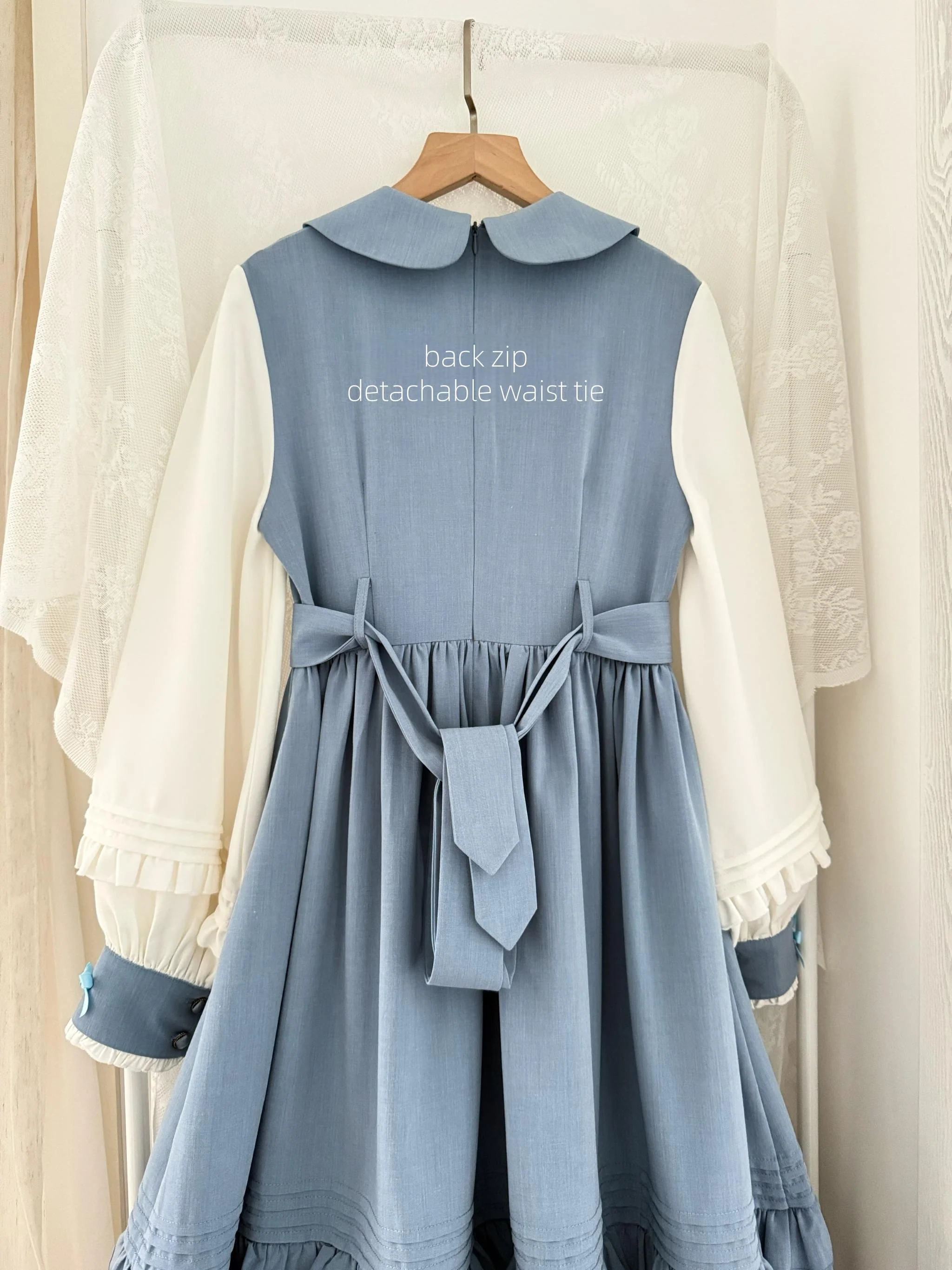 Verdant Name - High-waisted Classic Lolita Dress, Embroidered Bellflower - Image 7