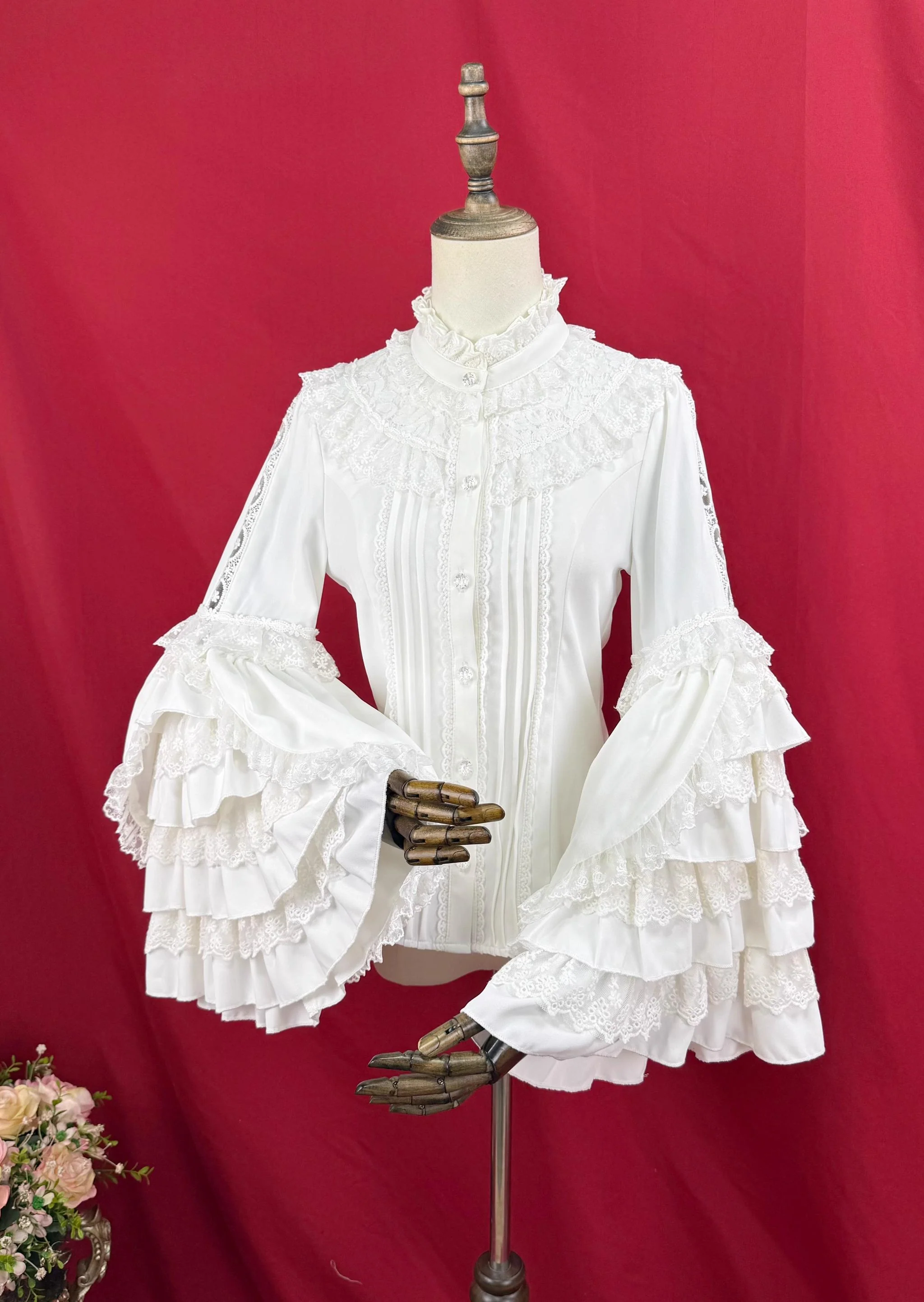 Hime Sleeved Classic Lolita Shirt, Detachable Bow - Image 4
