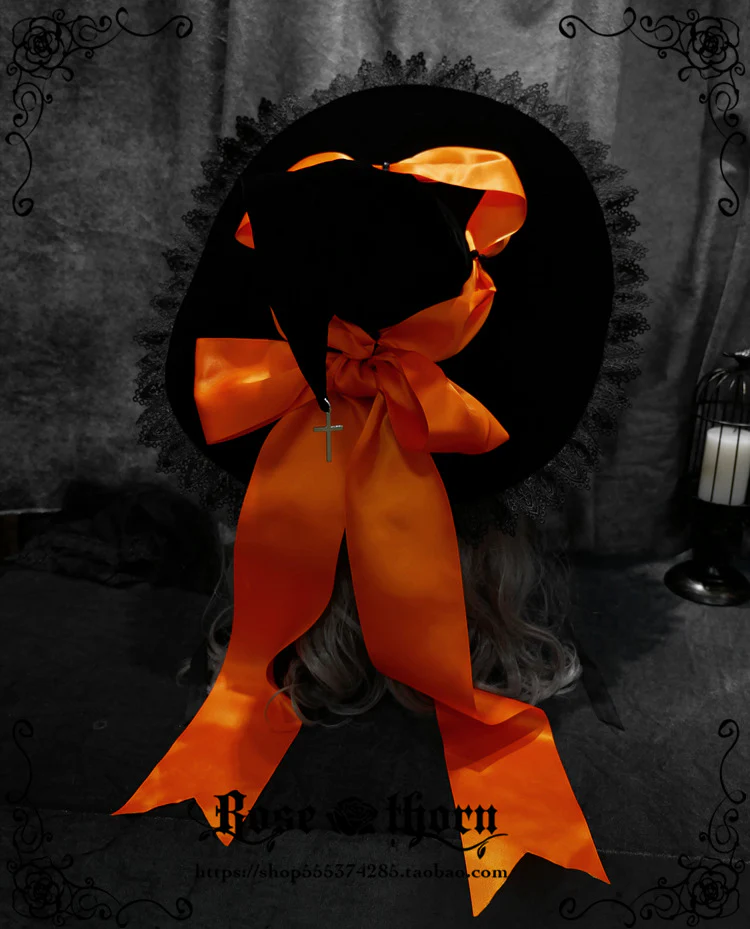Rose Thorn - Holy Cross - 12 Colors Lolita Halloween Witch Hat - Image 11