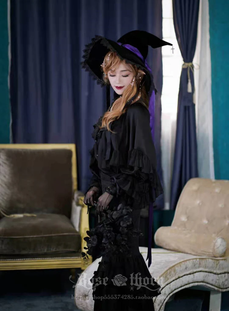Rose Thorn - Holy Cross - 12 Colors Lolita Halloween Witch Hat - Image 13