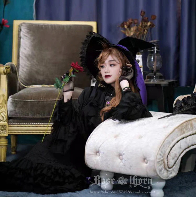 Rose Thorn - Holy Cross - 12 Colors Lolita Halloween Witch Hat - Image 2
