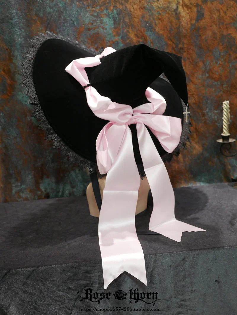 Rose Thorn - Holy Cross - 12 Colors Lolita Halloween Witch Hat - Image 31