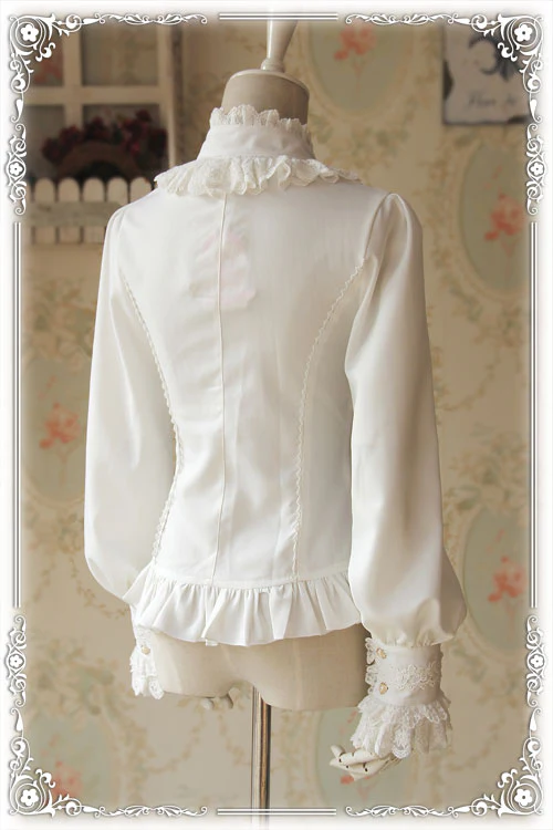 Fragrance - Lace Ruffle Pin Tucks Classic Lolita Blouse - Image 4