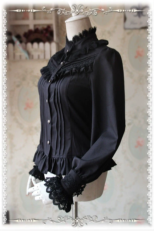Fragrance - Lace Ruffle Pin Tucks Classic Lolita Blouse - Image 6