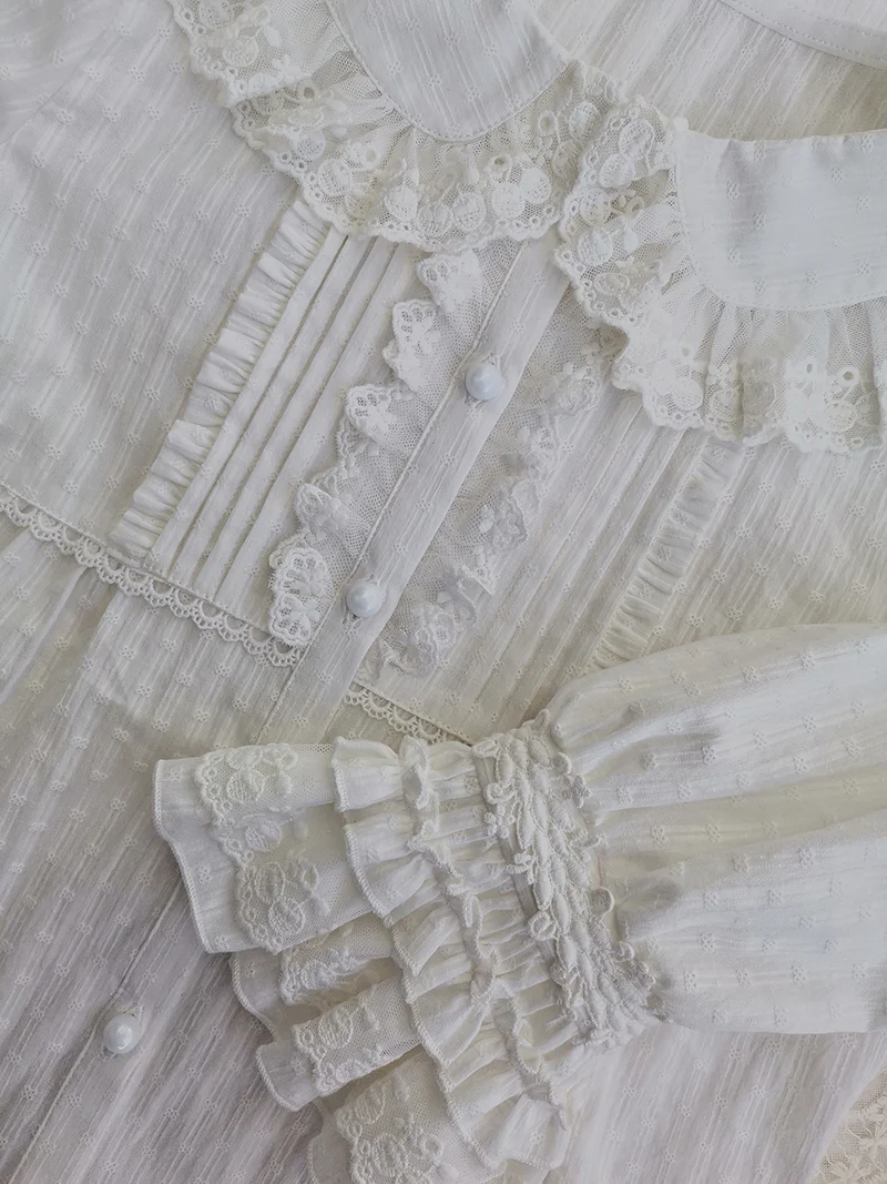 Long Sleeve Lovely Lolita Cotton Blouse - Image 8