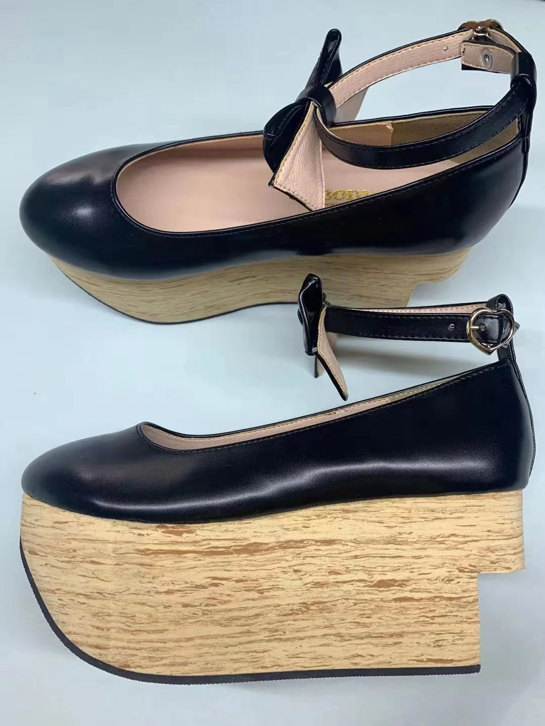 Japanese Style Wooden Platform Wa Lolita Shoes - Image 5