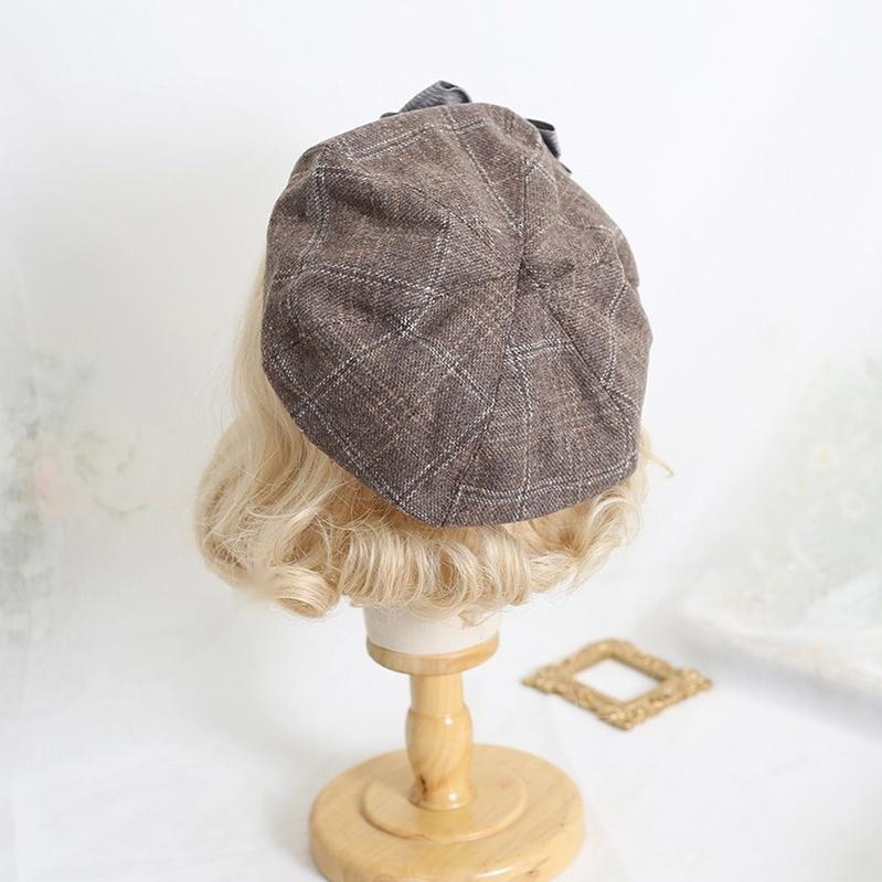 Xiaogui - Japanese Sweet Lolita Beret Winter Daily Plaid Hat - Image 4