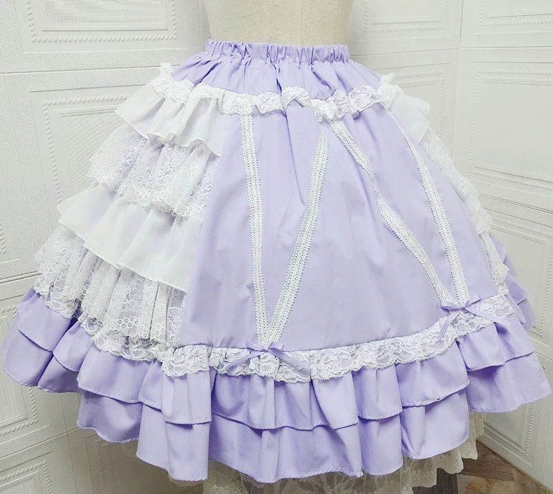 Japanese Old School Lolita Skirt, Polka Dots & Lace - Image 6