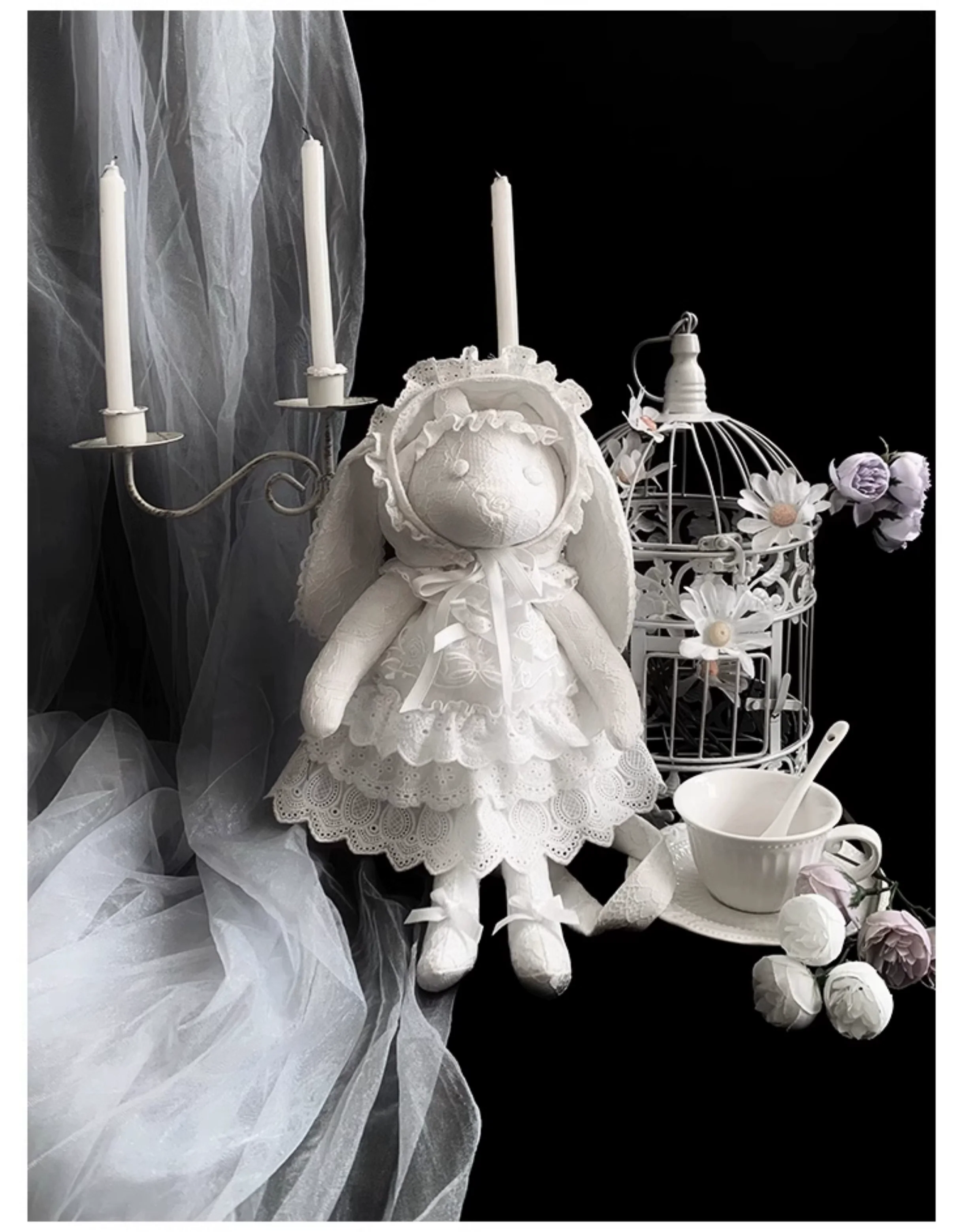 With PUJI - Puppet Box - Kawaii Lolita Bag Lamb Kitten Detachable Bag Dress Hat - Image 17