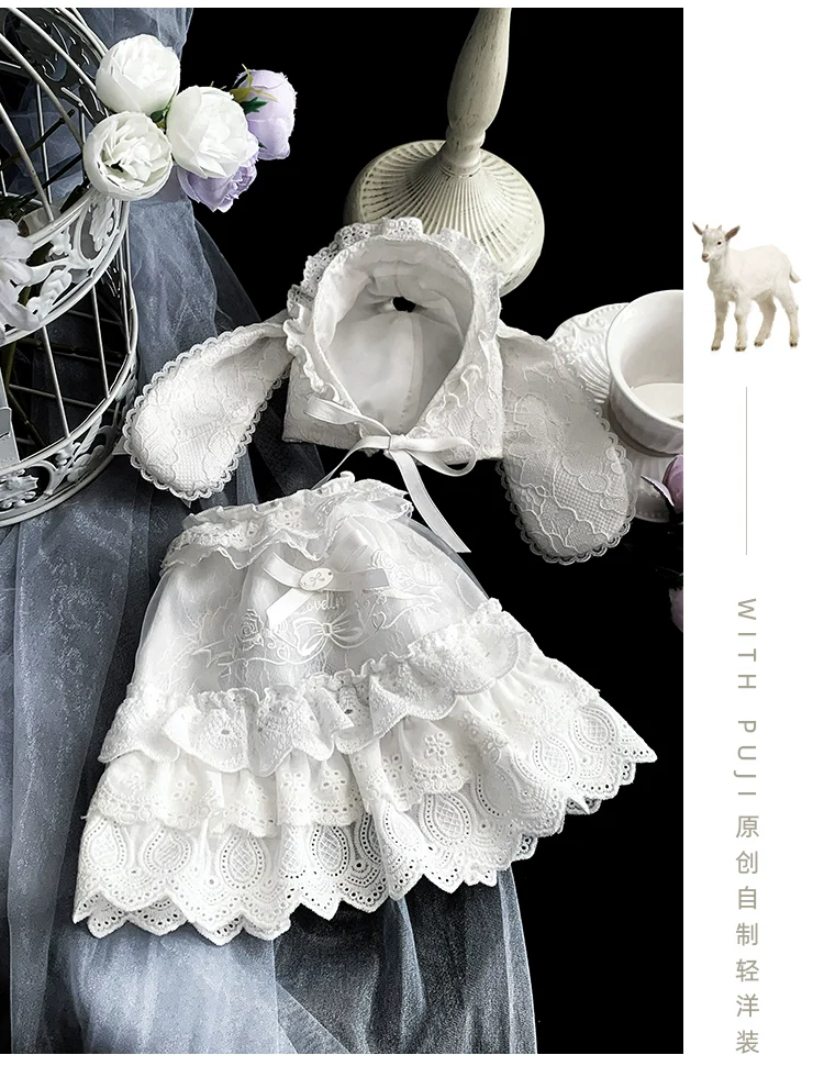 With PUJI - Puppet Box - Kawaii Lolita Bag Lamb Kitten Detachable Bag Dress Hat - Image 25