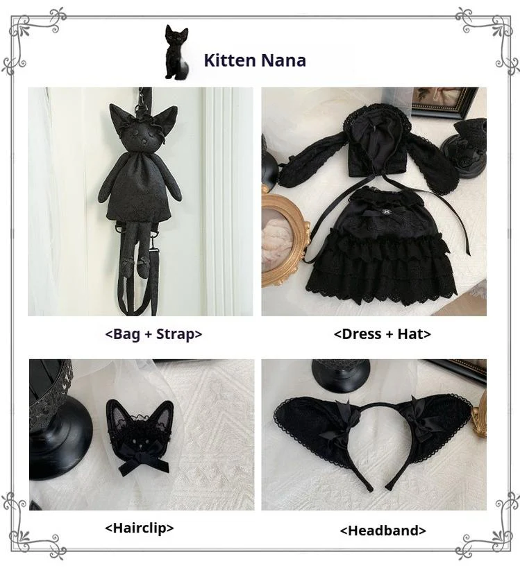 With PUJI - Puppet Box - Kawaii Lolita Bag Lamb Kitten Detachable Bag Dress Hat - Image 34