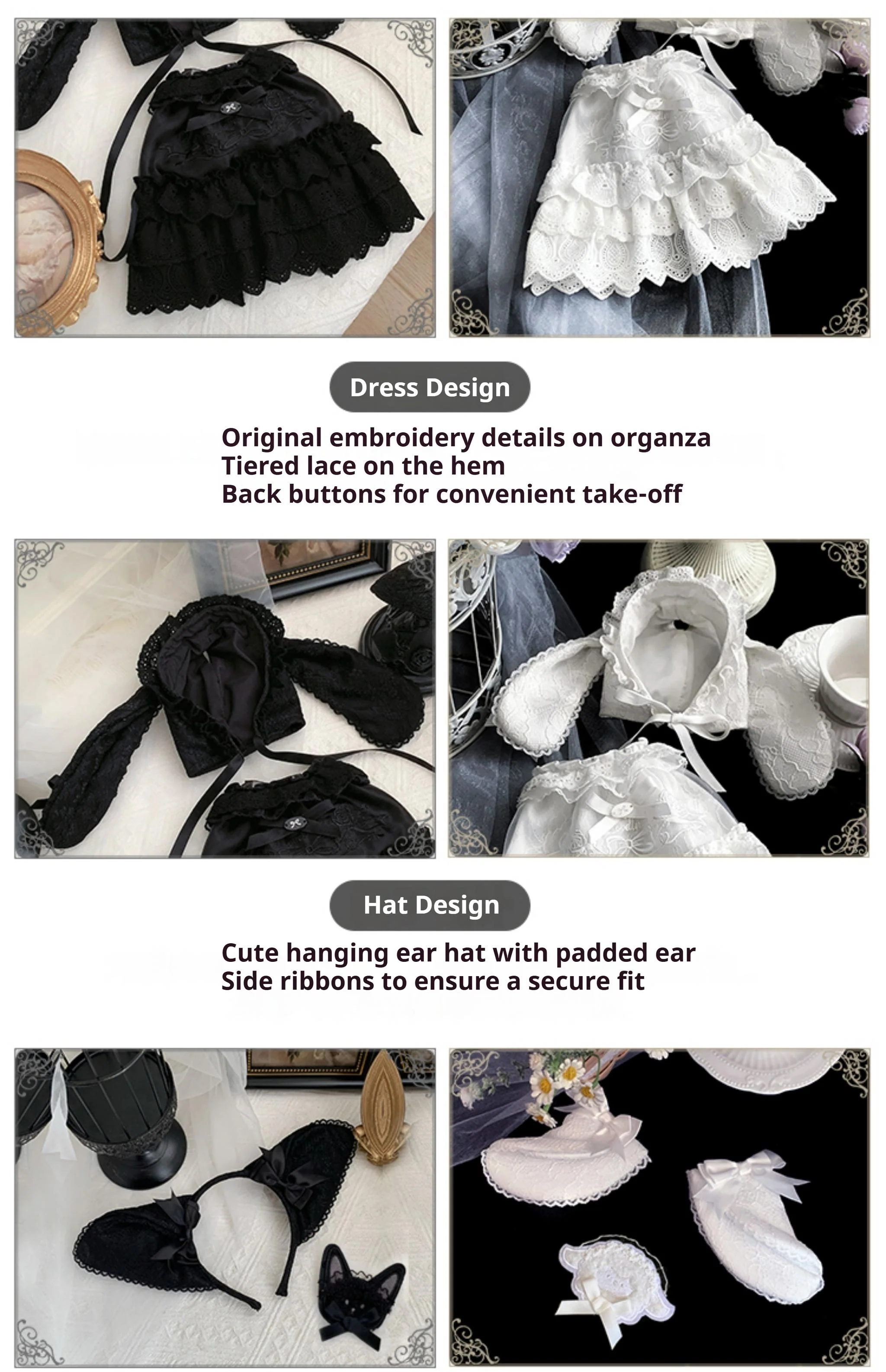 With PUJI - Puppet Box - Kawaii Lolita Bag Lamb Kitten Detachable Bag Dress Hat - Image 36