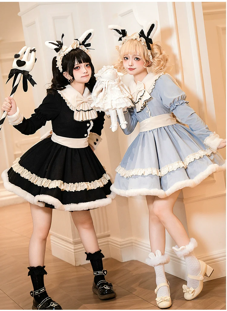 With PUJI - Puppet Box - Kawaii Lolita Bag Lamb Kitten Detachable Bag Dress Hat - Image 4