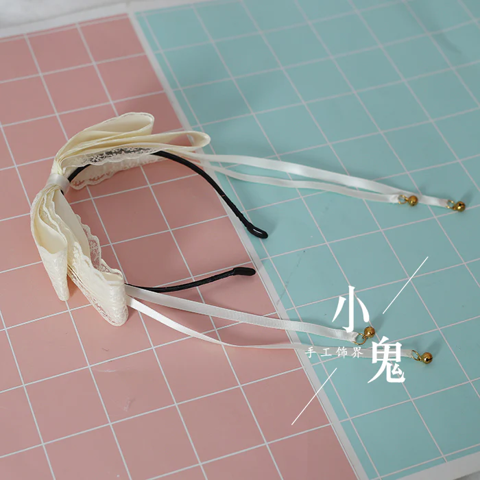 Xiaogui - Kawaii Lolita Bell KC Lace Bow Hair Accessory - Image 10