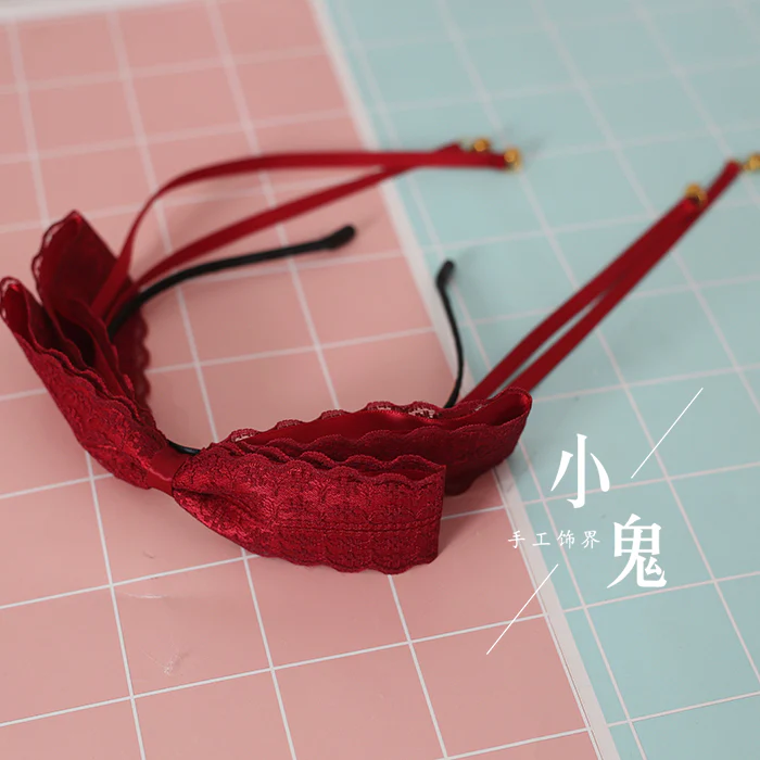 Xiaogui - Kawaii Lolita Bell KC Lace Bow Hair Accessory - Image 12