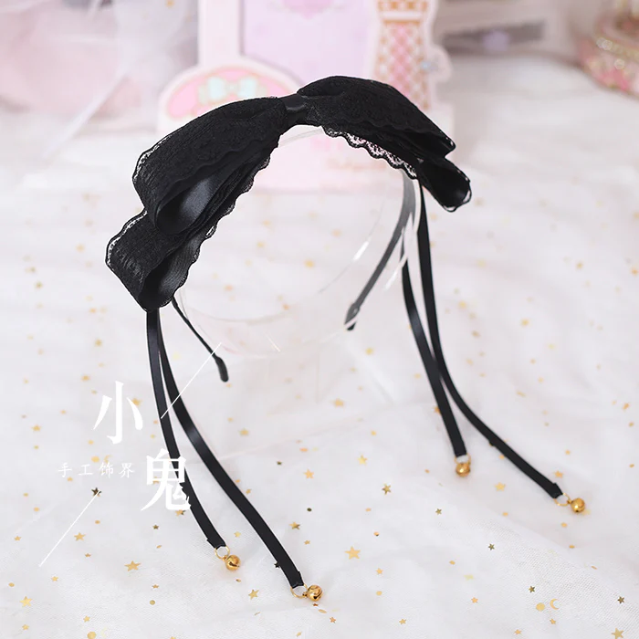 Xiaogui - Kawaii Lolita Bell KC Lace Bow Hair Accessory - Image 5