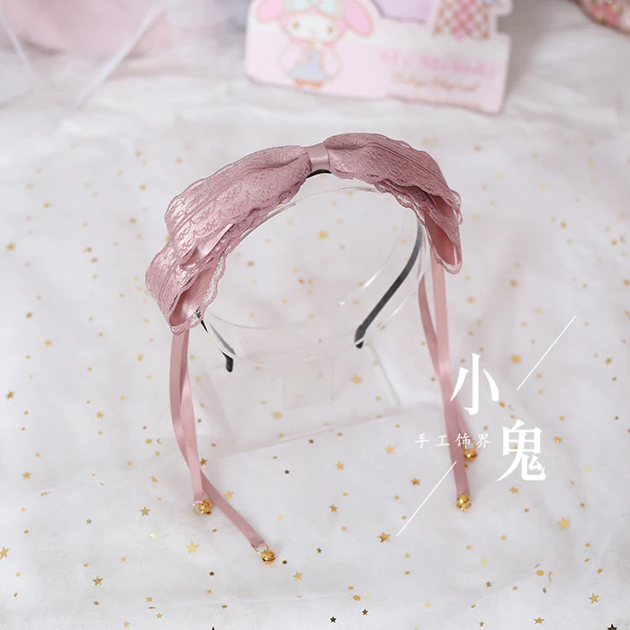 Xiaogui - Kawaii Lolita Bell KC Lace Bow Hair Accessory - Image 7