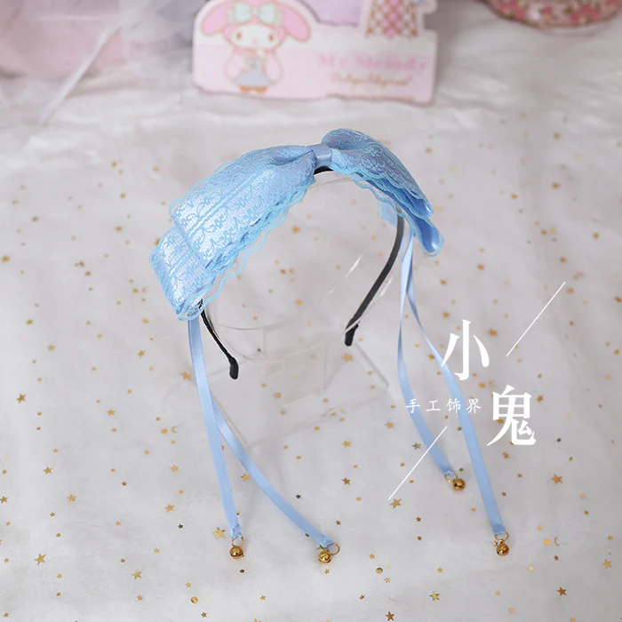 Xiaogui - Kawaii Lolita Bell KC Lace Bow Hair Accessory - Image 8