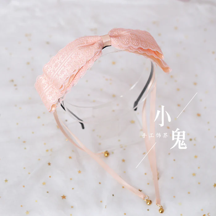 Xiaogui - Kawaii Lolita Bell KC Lace Bow Hair Accessory - Image 9