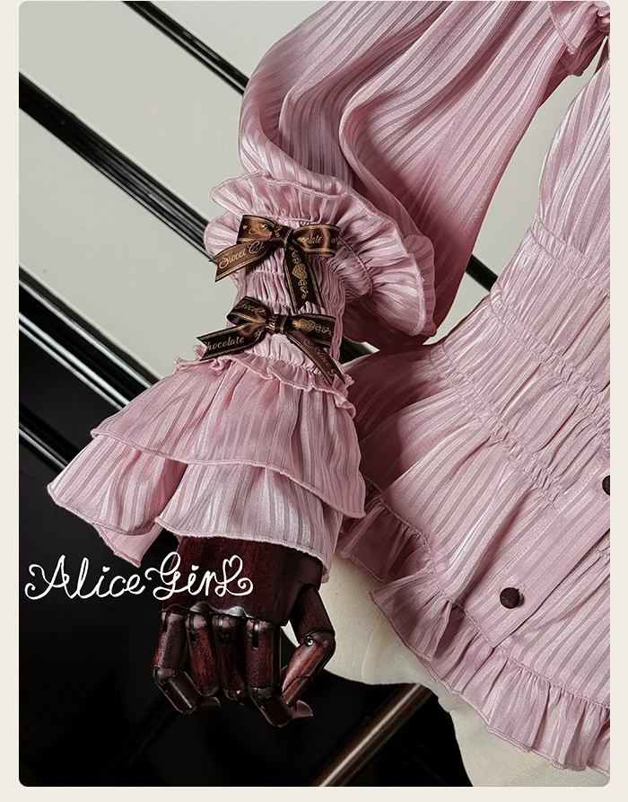 Bear Chocolate Bar - Kawaii Lolita Blouse, Long Sleeve - Image 19
