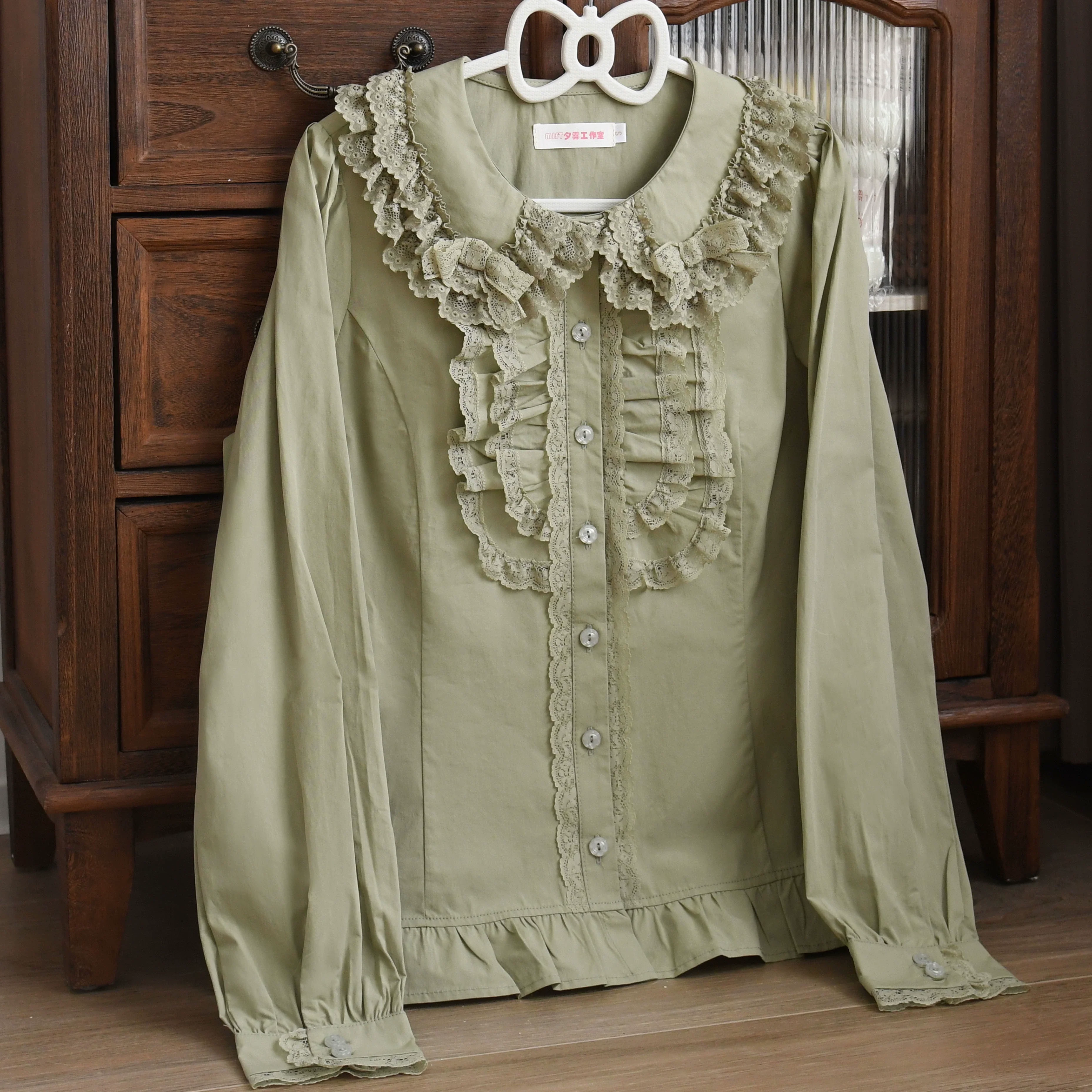 Half Sugar Milk Cake - Kawaii Lolita Blouse Peter-pan Collar and Puffy Sleeve Shirt - Image 10