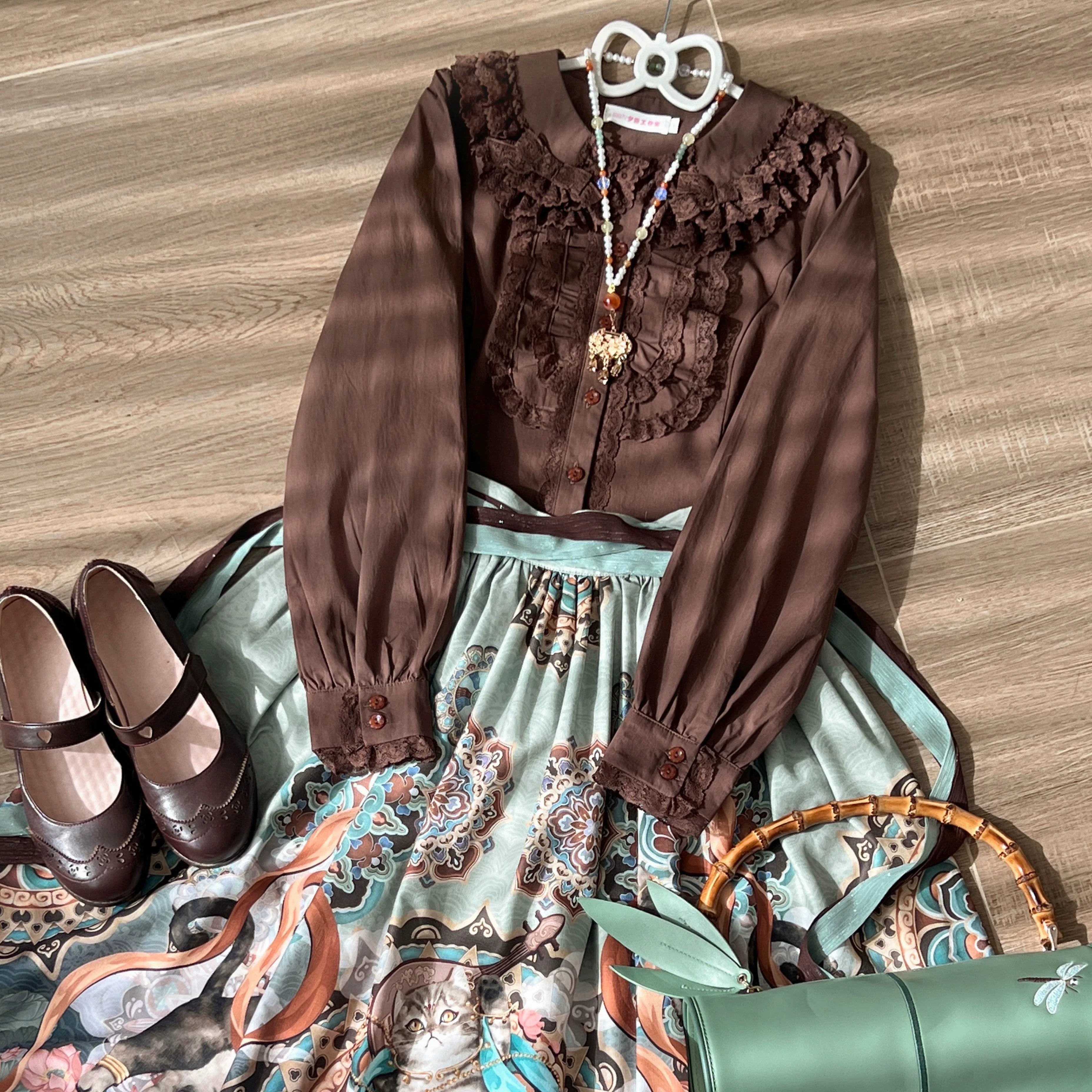 Half Sugar Milk Cake - Kawaii Lolita Blouse Peter-pan Collar and Puffy Sleeve Shirt - Image 5