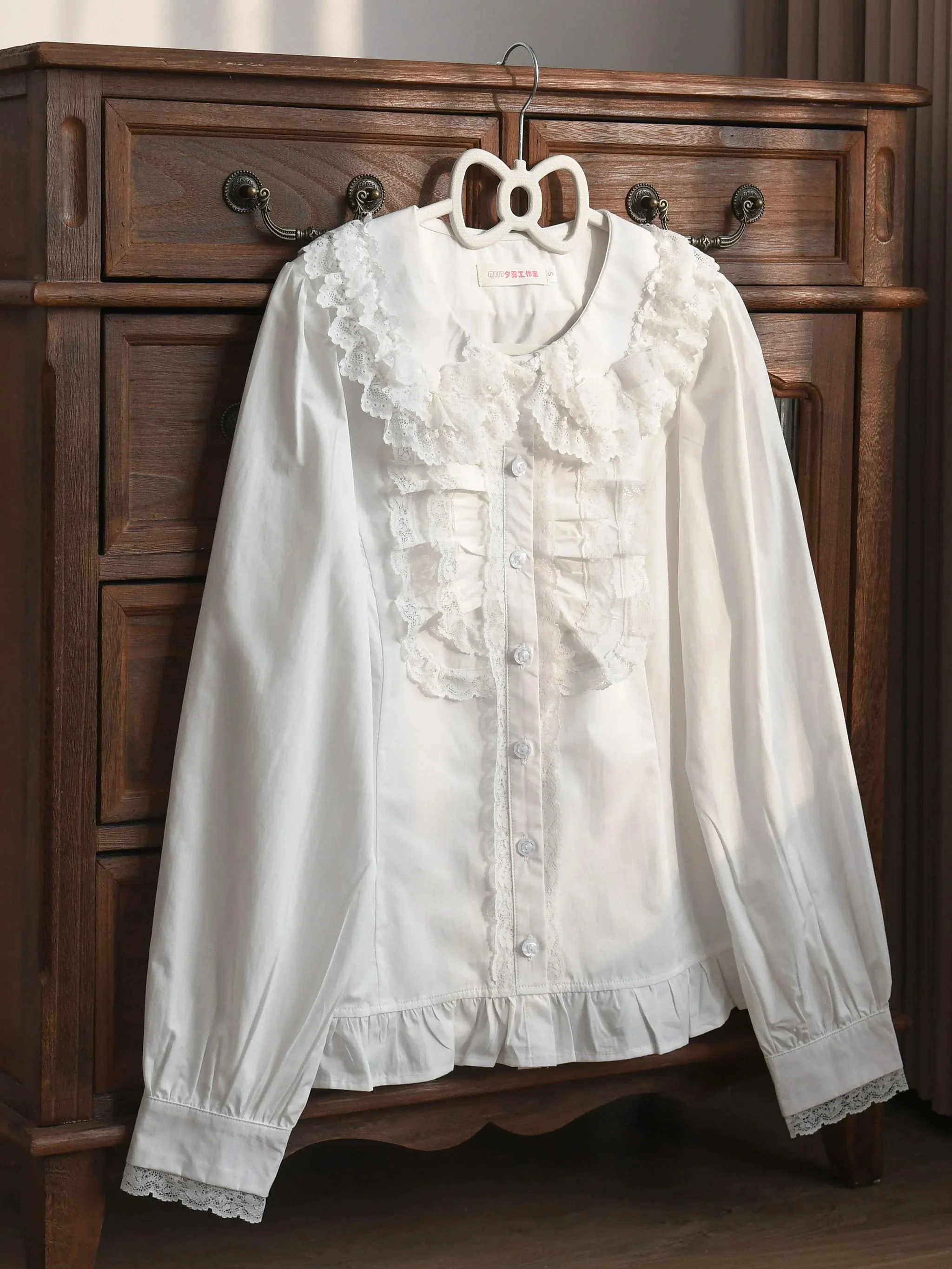 Half Sugar Milk Cake - Kawaii Lolita Blouse Peter-pan Collar and Puffy Sleeve Shirt - Image 6