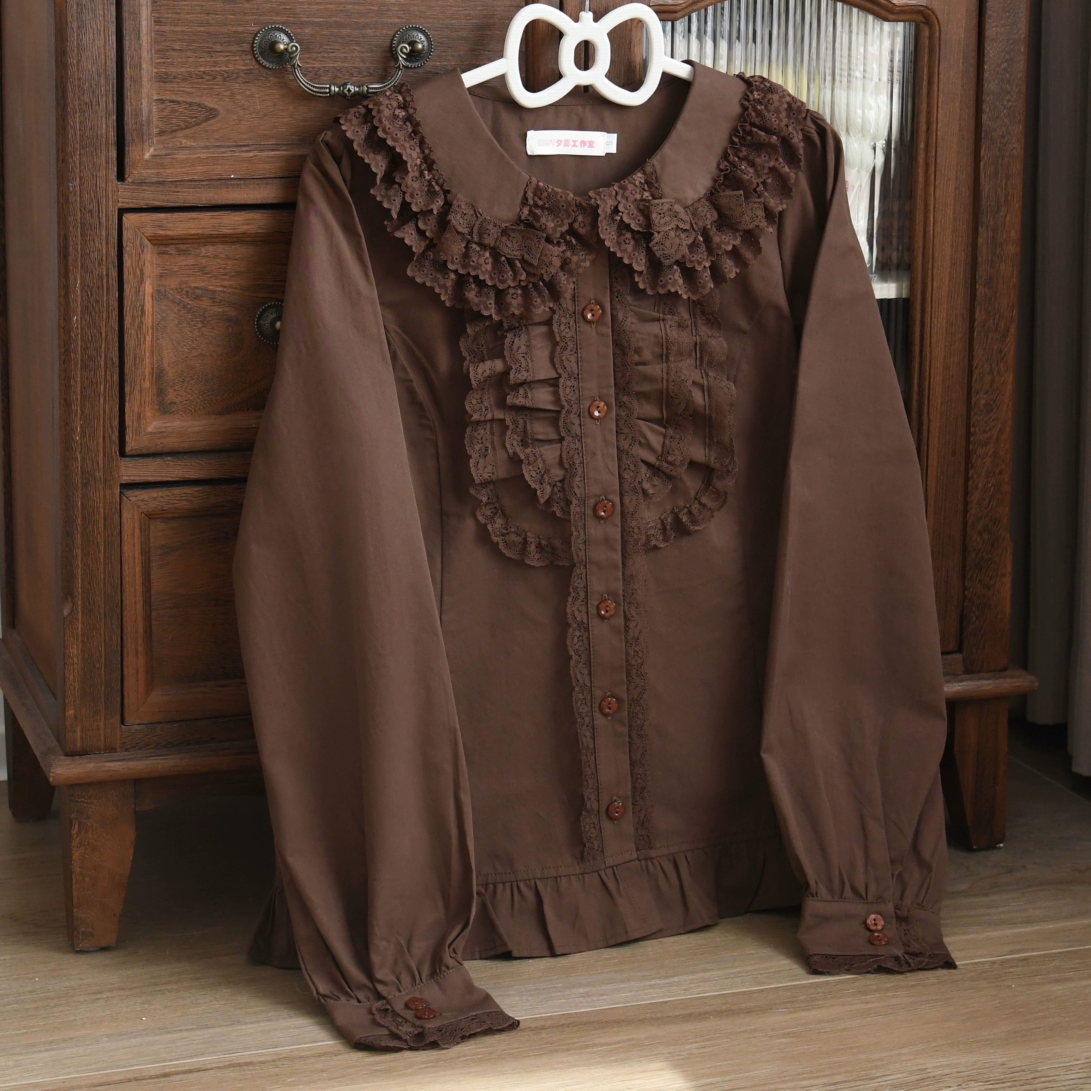 Half Sugar Milk Cake - Kawaii Lolita Blouse Peter-pan Collar and Puffy Sleeve Shirt - Image 9