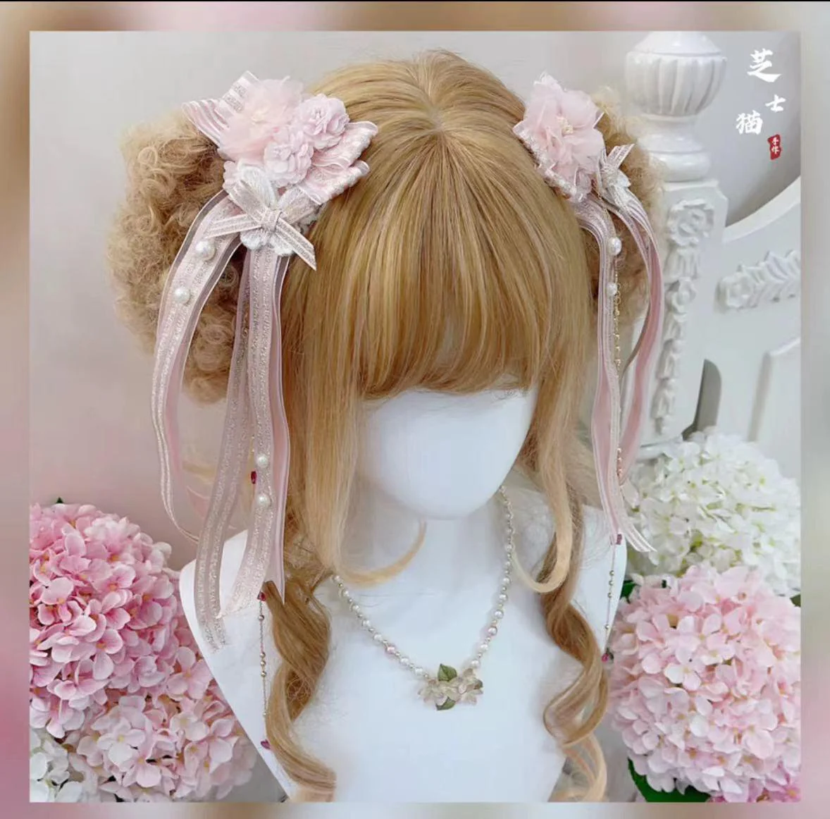 Cheese Cat - Kawaii Lolita Brooch Cherry Pearl Necklace - Image 4