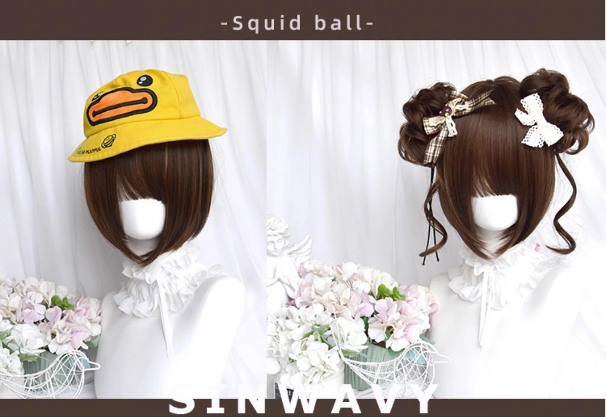 Sinwavy - Kawaii Lolita Brown Wig Cute Bun Ponytail Doll-like Wig - Image 11