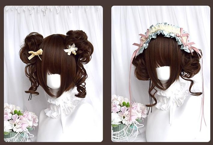Sinwavy - Kawaii Lolita Brown Wig Cute Bun Ponytail Doll-like Wig - Image 12