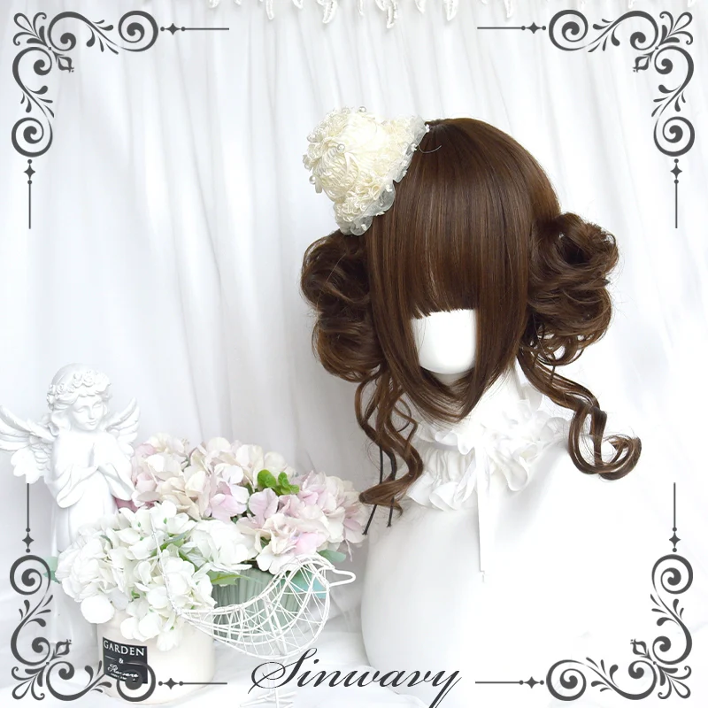 Sinwavy - Kawaii Lolita Brown Wig Cute Bun Ponytail Doll-like Wig - Image 7