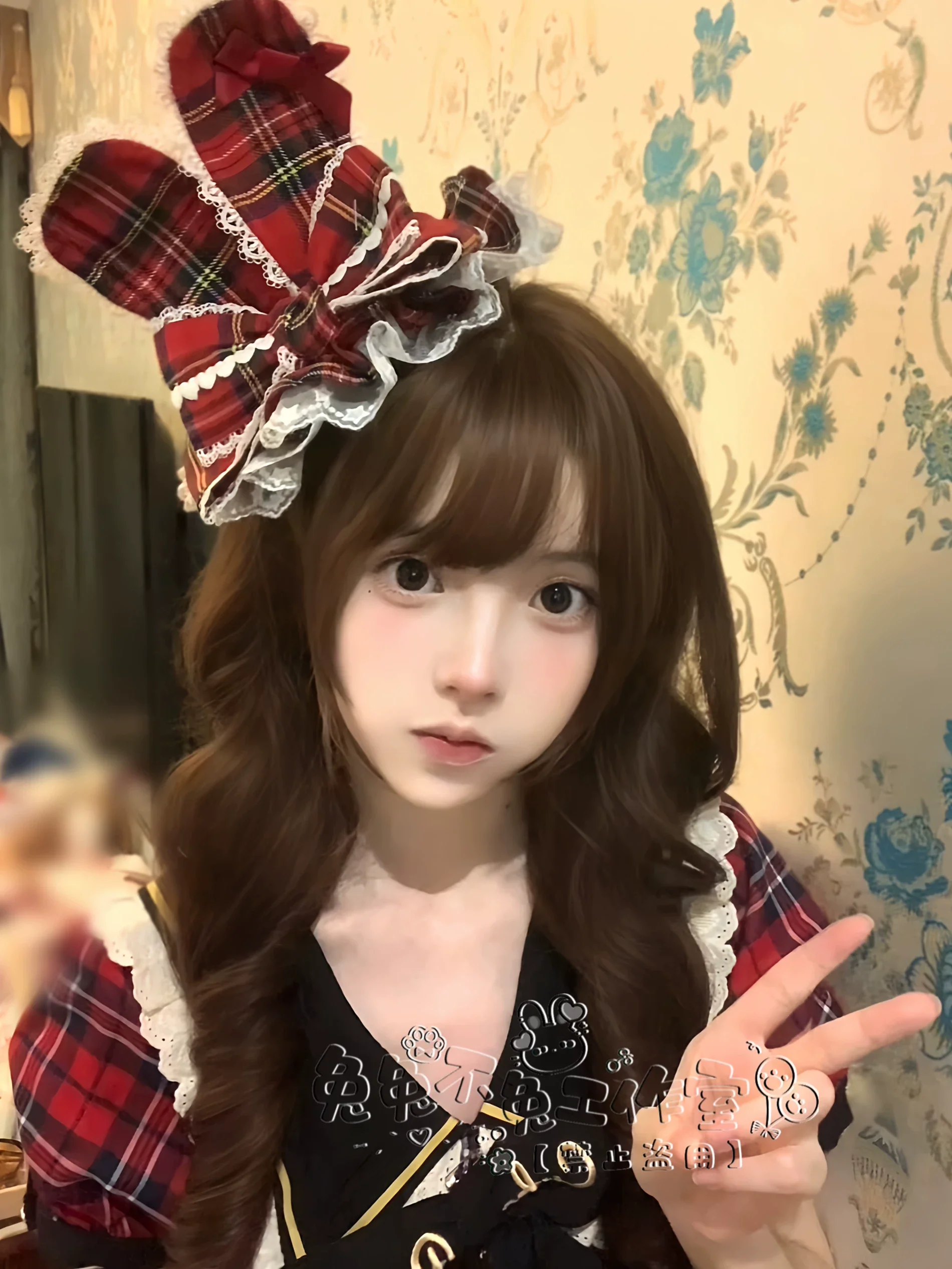 Kawaii Lolita Bunny Ear Hat, Plaid & Polka Dot Styles - Image 9