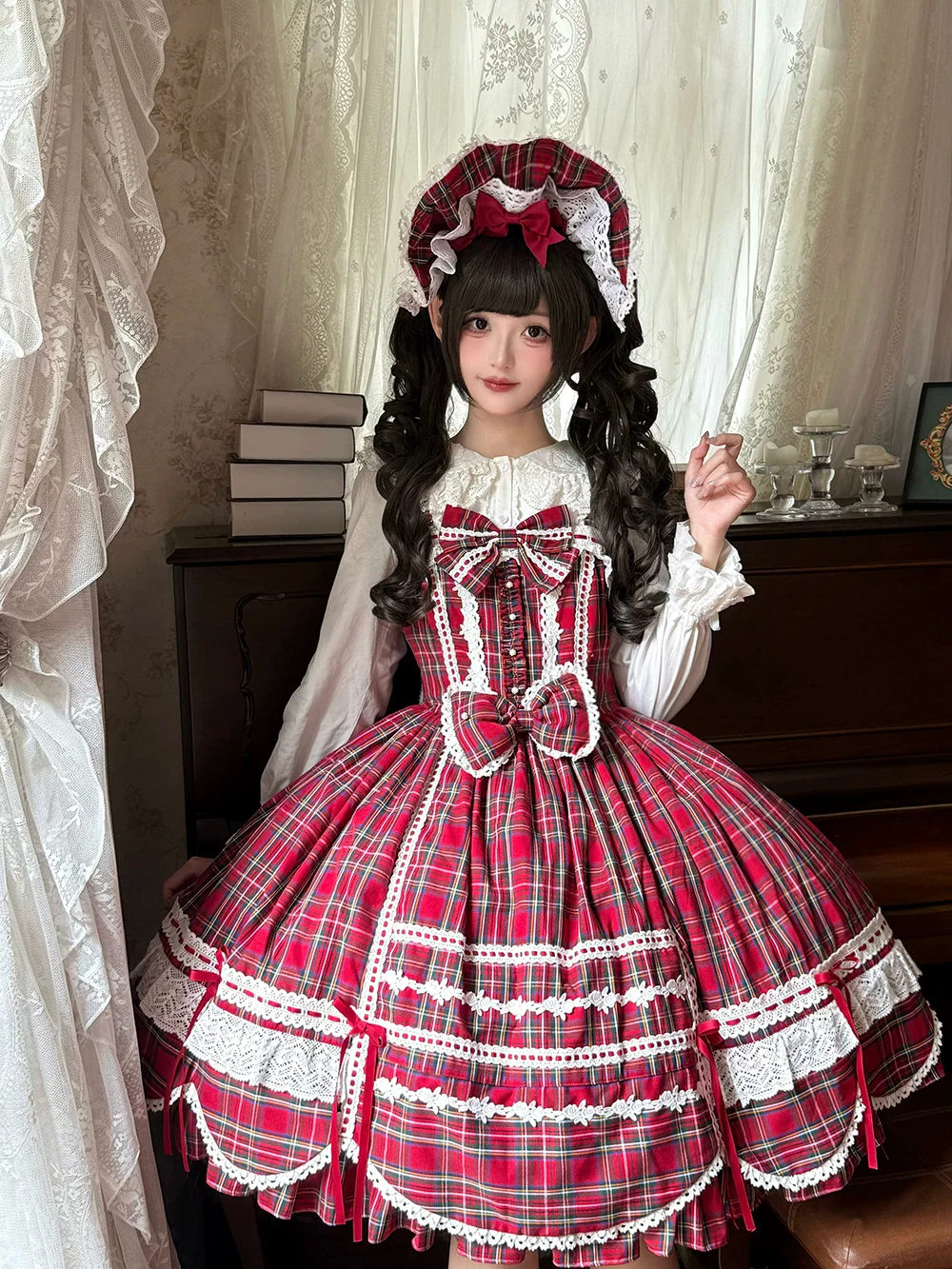Plaid Petal Bunny - Kawaii Lolita Cotton Shirt, Bunny Ear - Image 9
