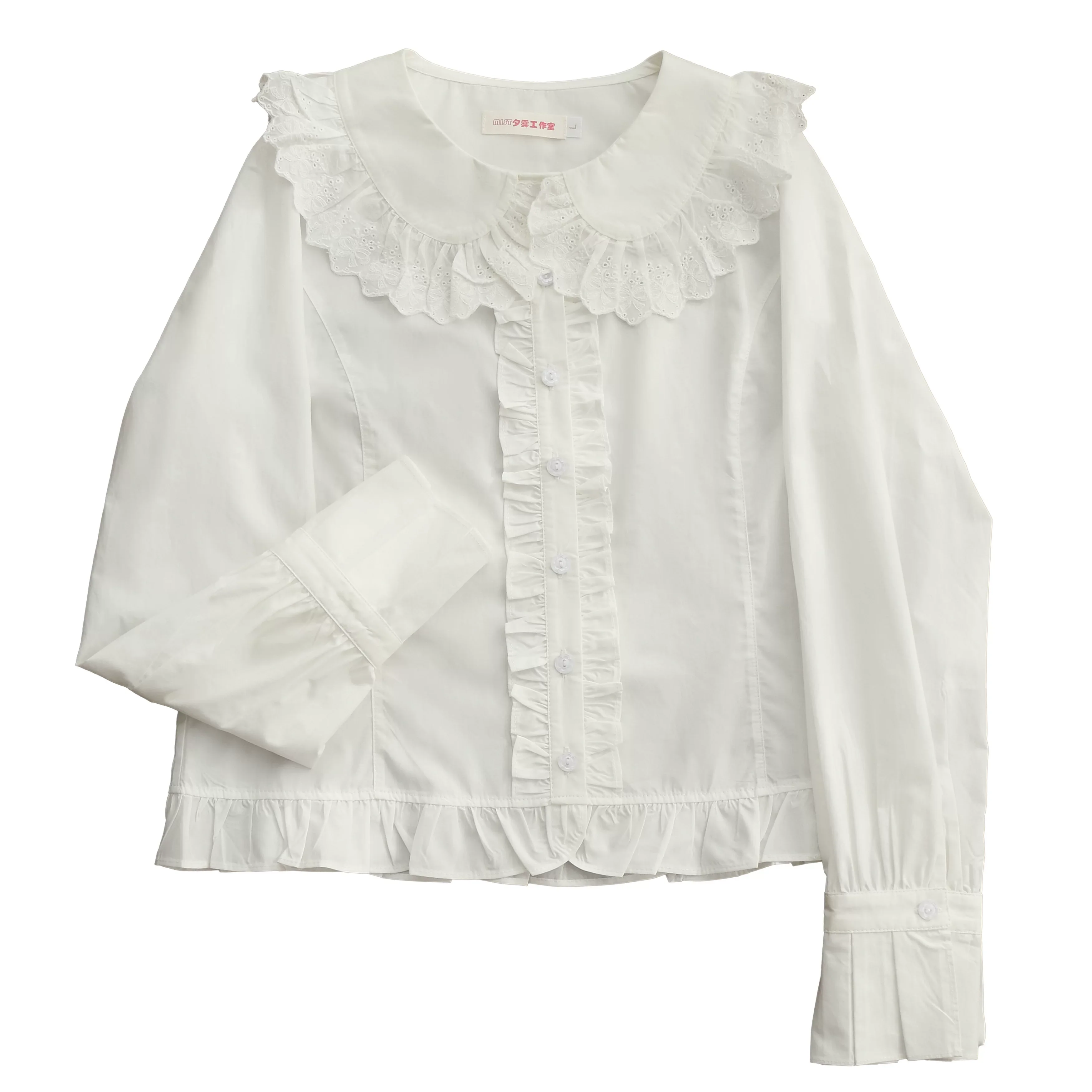 Kawaii Lolita Cotton Shirt, Peter Pan Collar - Image 4