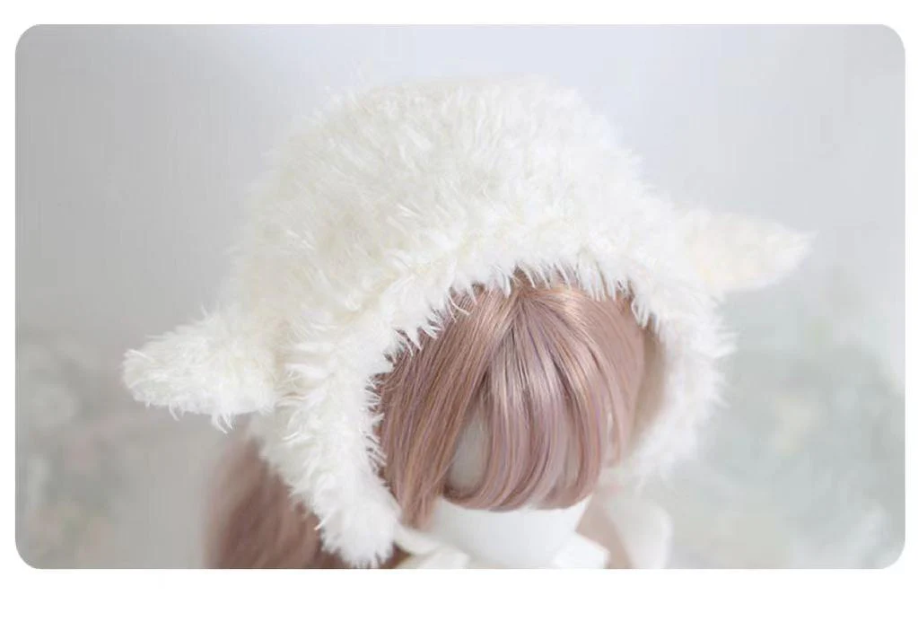 Xiaogui - Kawaii Lolita Earflap Hat Winter Lolita Earflap Hat Sheep Ear - Image 10