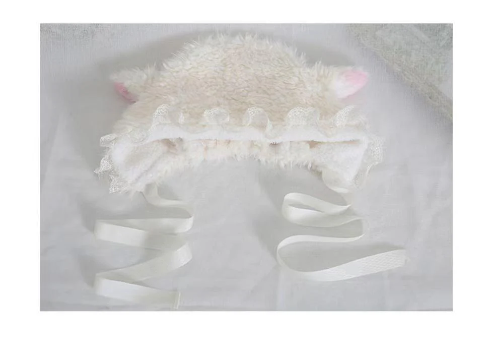 Xiaogui - Kawaii Lolita Earflap Hat Winter Lolita Earflap Hat Sheep Ear - Image 13