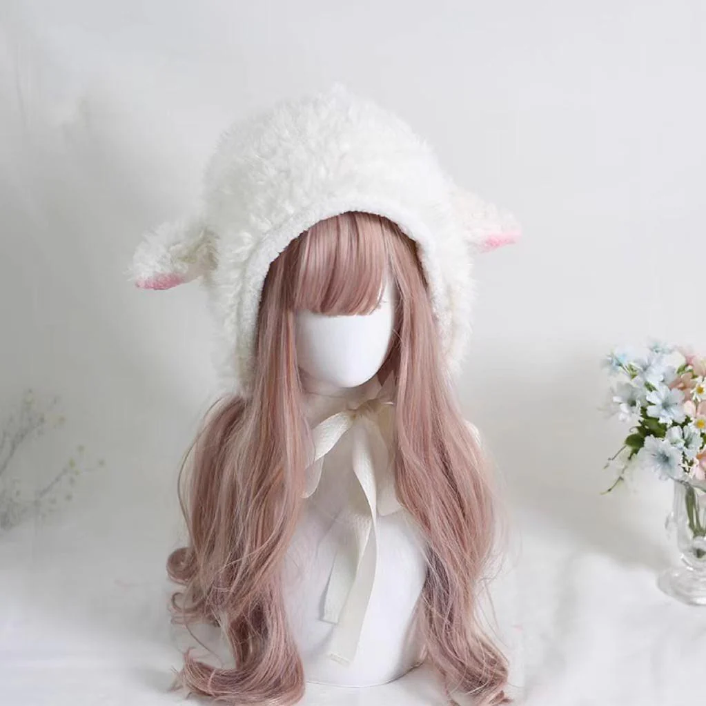 Xiaogui - Kawaii Lolita Earflap Hat Winter Lolita Earflap Hat Sheep Ear - Image 3