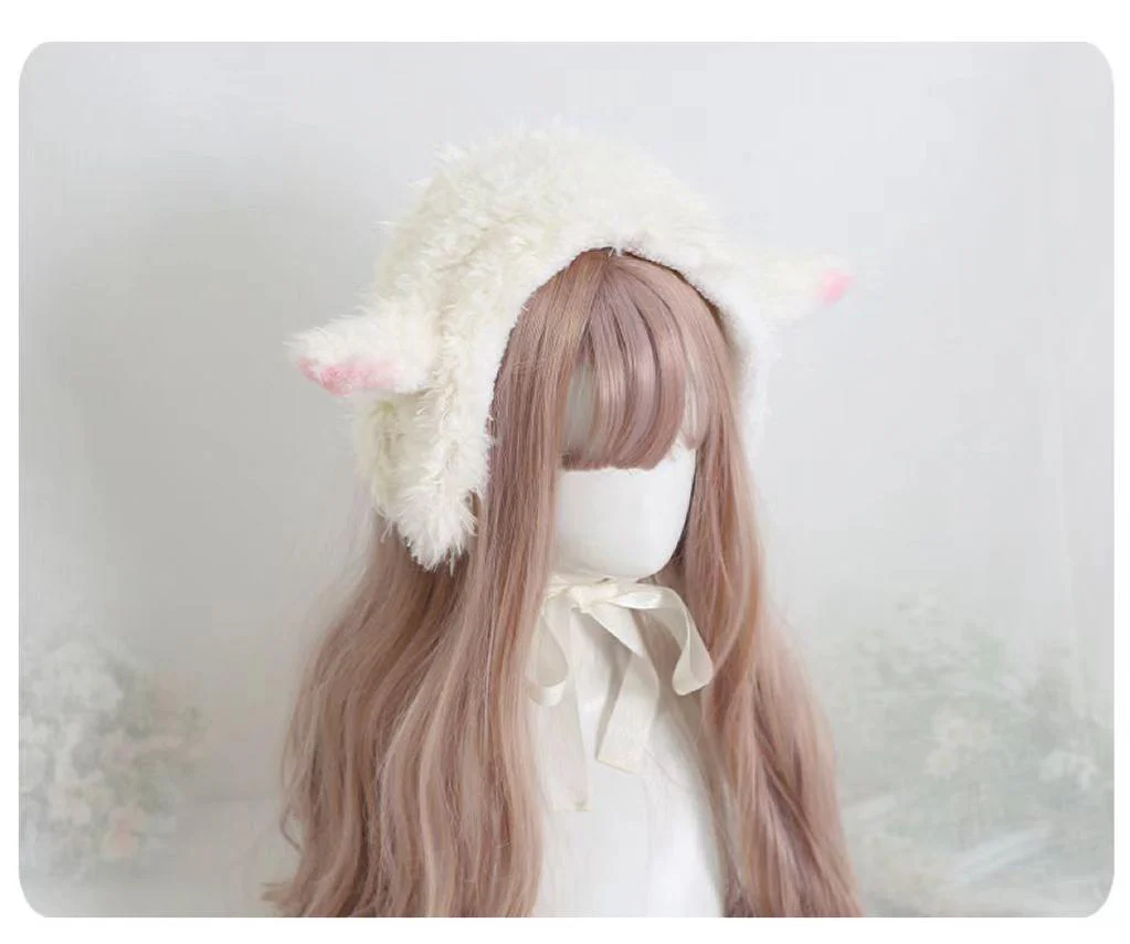 Xiaogui - Kawaii Lolita Earflap Hat Winter Lolita Earflap Hat Sheep Ear - Image 4