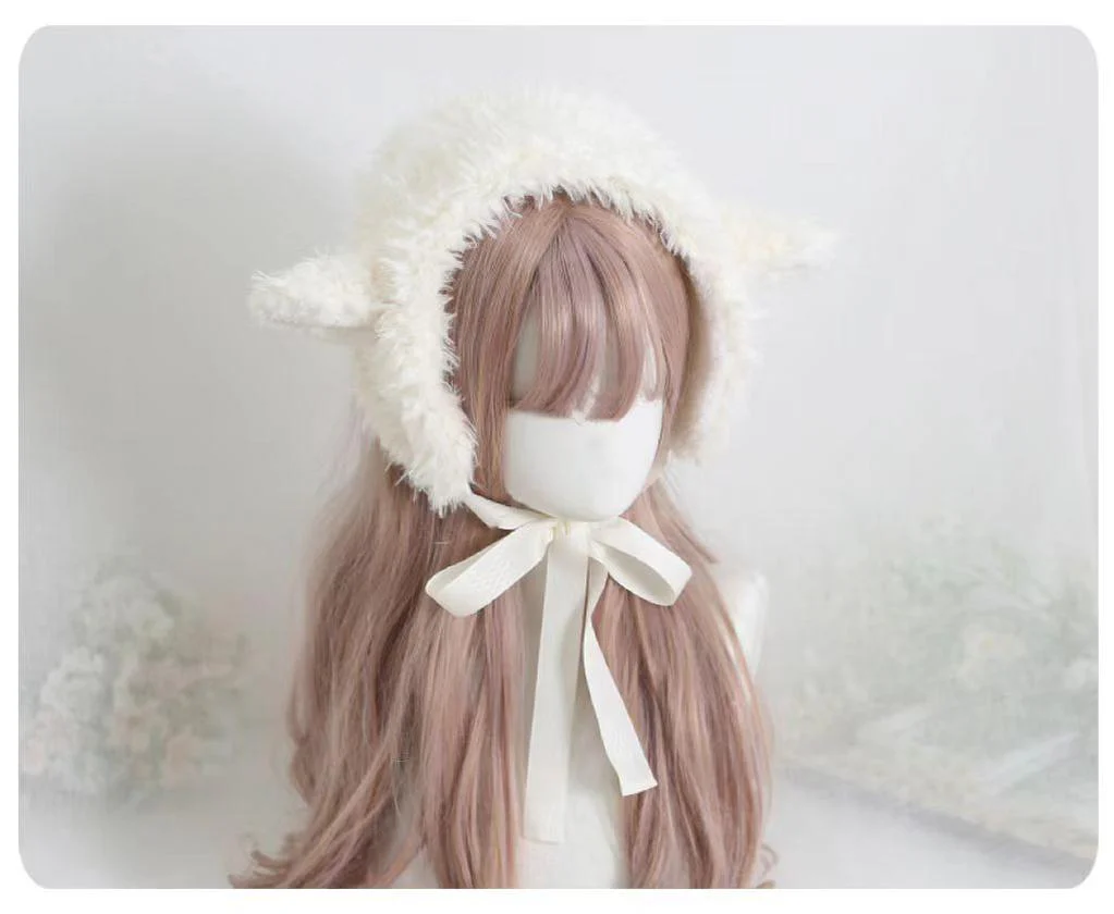 Xiaogui - Kawaii Lolita Earflap Hat Winter Lolita Earflap Hat Sheep Ear - Image 7