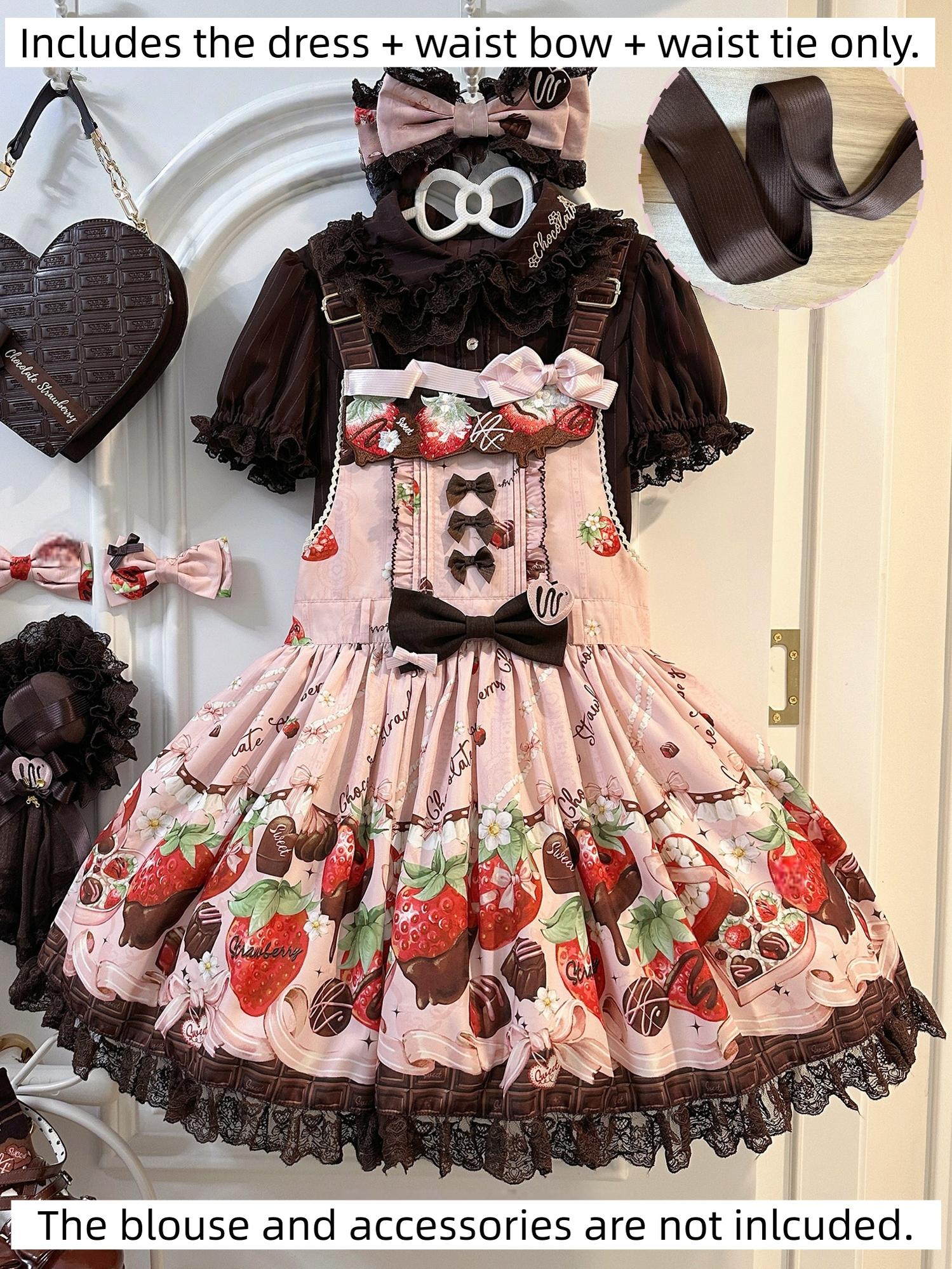 Strawberry Chocolate Lovers - Kawaii Lolita Embroidered Printed Dress - Image 16