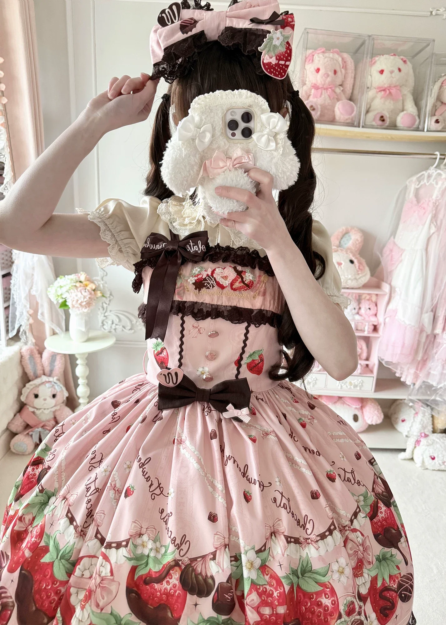 Strawberry Chocolate Lovers - Kawaii Lolita Embroidered Printed Dress - Image 20