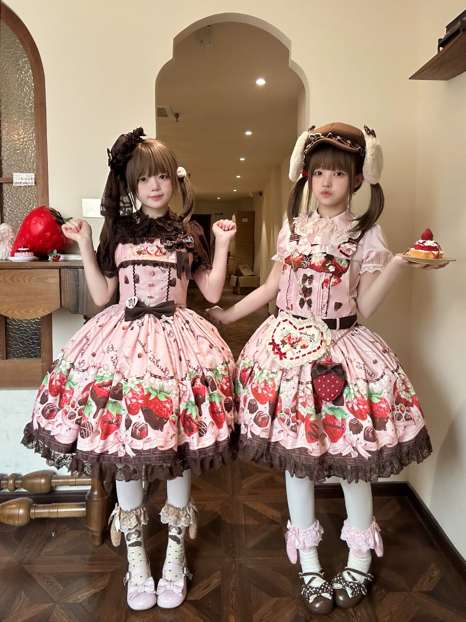 Strawberry Chocolate Lovers - Kawaii Lolita Embroidered Printed Dress - Image 26