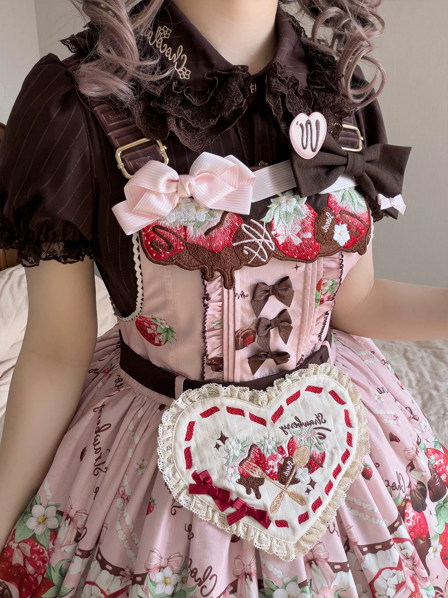 Strawberry Chocolate Lovers - Kawaii Lolita Embroidered Printed Dress - Image 41